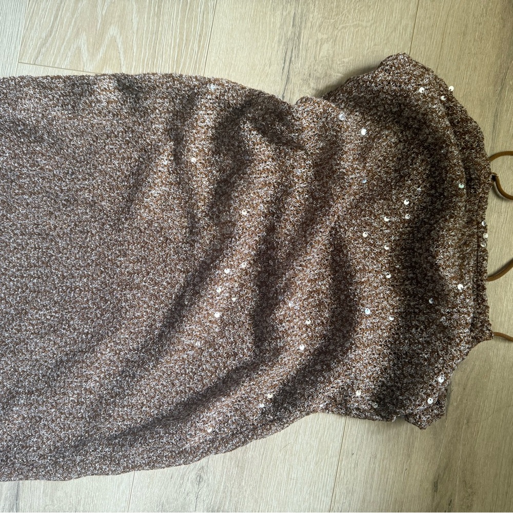Brown Sequin Knit Dress